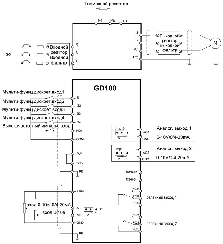 Преобразователь частоты INVT 380 В 2,2 кВт GD100-2R2G-4